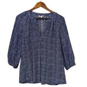 Joie Navy Patterned 3/4 Sleeve Blouse